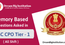 Memory Based Questions of SSC CPO Tier I 2019 (All Shifts) – 9th December 2019
