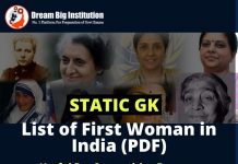 List of First Women in India PDF For Competitive Exams 2024 List of First Woman in India PDF