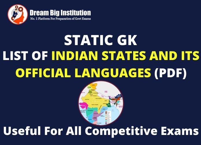List of Indian States and its Official Languages