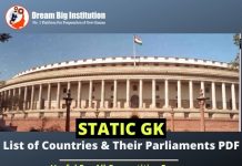 List of Countries And Their Parliament Names PDF For General Awareness All Countries And Their Parliament Names PDF