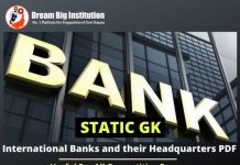 List of International Banks and their Headquarters PDF For Competitive Exam International Banks and their Headquarters