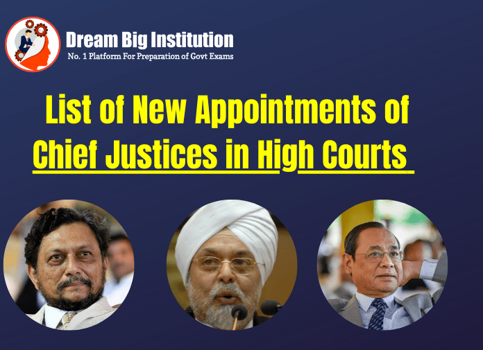 List of New Appointments of Chief Justices in High Courts 