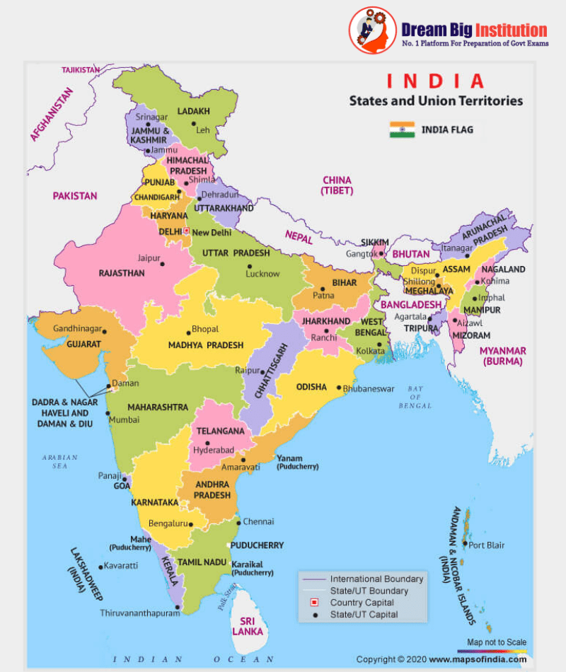 map with states and capitals of india