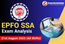 EPFO SSA Phase 1 Exam Analysis 21 August 2023 (All Shifts) EPFO SSA Phase 1 Exam Analysis 21 August 2023